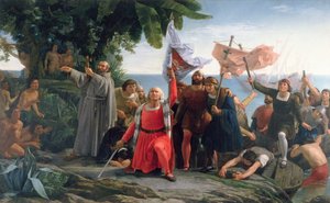 The First Landing of Christopher Columbus (1450-1506) in America, 1862 by Dioscoro Teofilo Puebla Tolin